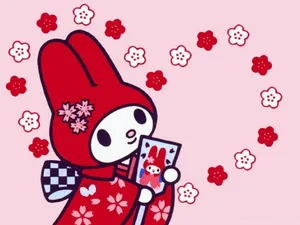 Pink And Red Flowers My Melody Desktop Wallpaper