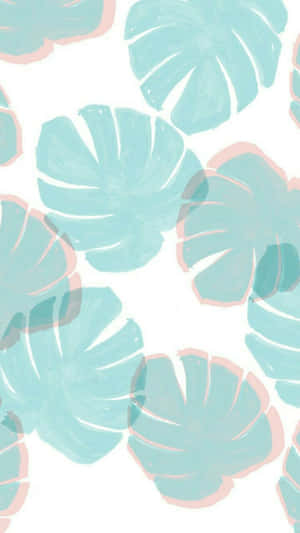 Pink And Teal Leaf Pattern- Wallpaper Wallpaper