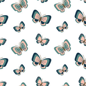 Pink And Teal Pastel Butterflies Wallpaper