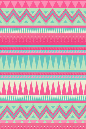 Pink And Teal Tribal Pattern Wallpaper