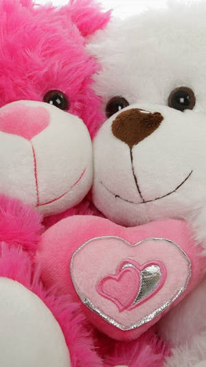 Pink And White Teddy Bears Wallpaper