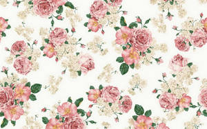 Pink And White Vintage Flower Aesthetic Pattern Wallpaper