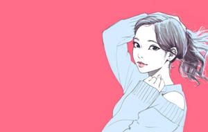 Pink Anime Aesthetic Girl Art Wallpaper