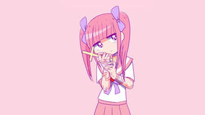 Pink Anime Aesthetic Menhera-chan Wallpaper