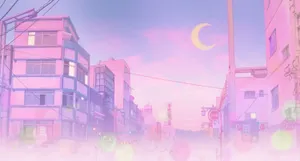 Pink Anime Aesthetic Sailor City Wallpaper