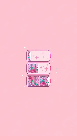 Pink Anime Battery Aesthetic Wallpaper Wallpaper