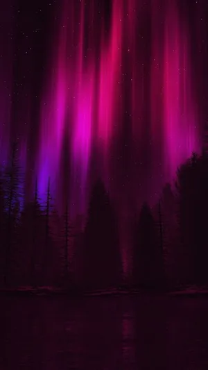 Pink Aurora Night Sky Art Iphone Wallpaper