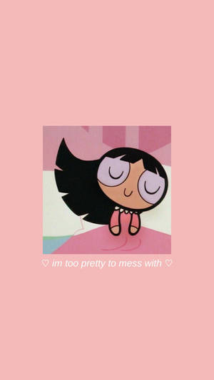 Pink Background Black Powerpuff Girl Sleeping Wallpaper