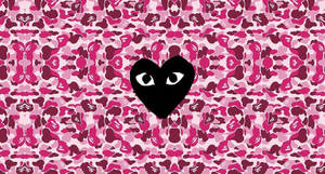 Pink Bape Cdg Heart Logo Wallpaper