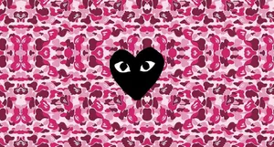 Pink Bape Cdg Heart Logo Wallpaper