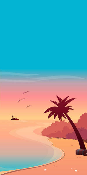 Pink Beach Art Summer Iphone Wallpaper