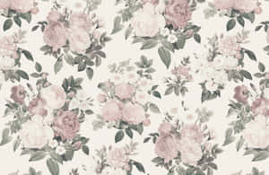 Pink Brown Floral Design Wallpaper