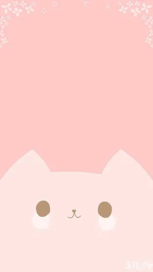 Pink Cat And Butterflies Wallpaper