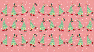 Pink Christmas Festive Trees Wallpaper