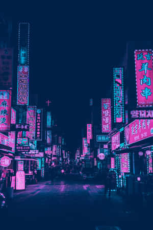 Pink City Neon Signs Wallpaper