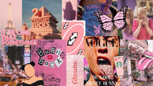 Pink Collage 2000s Girl Aesthetic Background Wallpaper