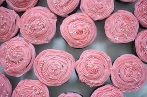 Pink Color Cupcakes Wallpaper