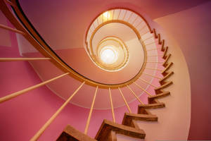 Pink Color Staircase Wallpaper