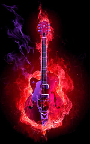 Pink Fire Bass Guitar Mobile Wallpaper