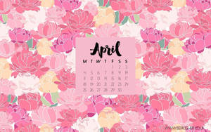 Pink Floral April Calendar 2016 Wallpaper