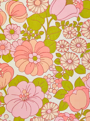 Pink Floral Green Leaves Wallpaper