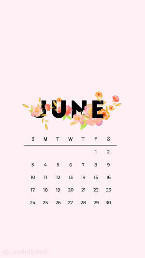 Pink Floral June Calendar Wallpaper