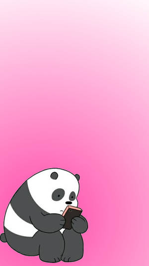 Pink Gradient Panda We Bare Bears Wallpaper