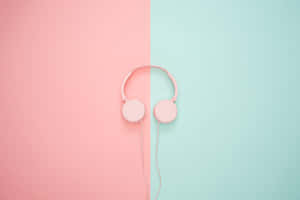 Pink Headphones Dual Tone Background Wallpaper