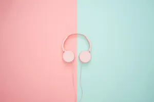 Pink Headphones Dual Tone Background Wallpaper