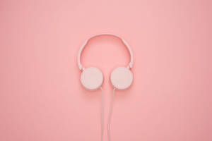 Pink Headphones Pastel Desktop Wallpaper
