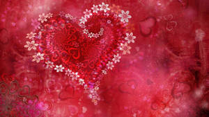 Pink Heart Flowers Love Full Hd Wallpaper