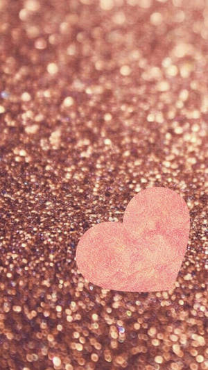 Pink Heart Glitter Rose Gold Iphone Wallpaper