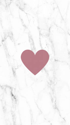 Pink Heart On Black White Marble Iphone Wallpaper