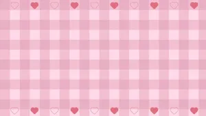 Pink Hearts Checkered Pattern Background Wallpaper