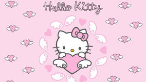 Pink Hello Kitty Heart With Wings Wallpaper