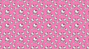 Pink Hello Kitty Walking Loaded Graphic Wallpaper