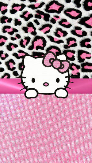 Pink Hello Kitty With Leopard Textile Wallpaper