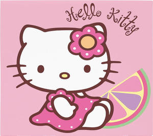 Pink Hello Kitty With Orange Slice Wallpaper