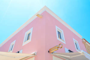 Pink House Pastel Desktop Wallpaper