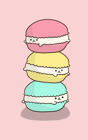 Pink Kawaii Molang Macarons Wallpaper