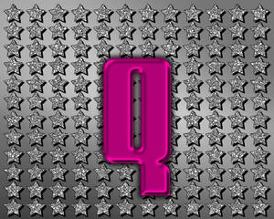 Pink Letter Q With Stars Wallpaper