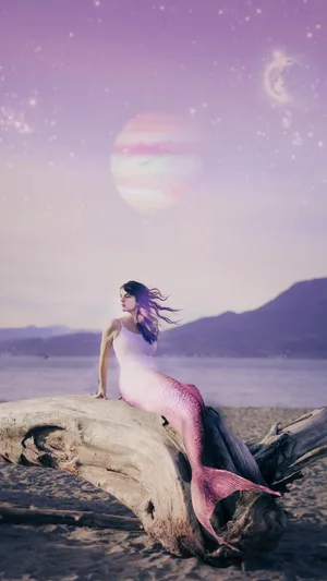Pink Mermaid Planet Wallpaper