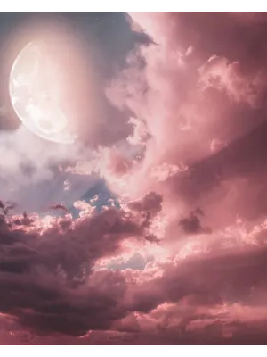 Pink Moon And Cloudy Sky Wallpaper