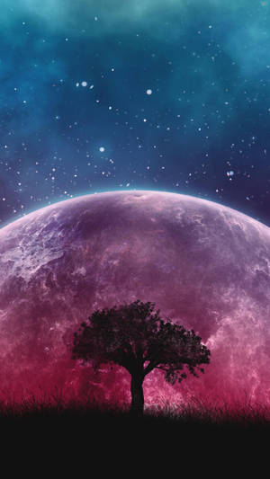Pink Moon Galaxy Iphone Wallpaper