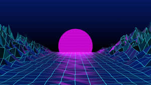 Pink Moon Grid Landscape Wallpaper