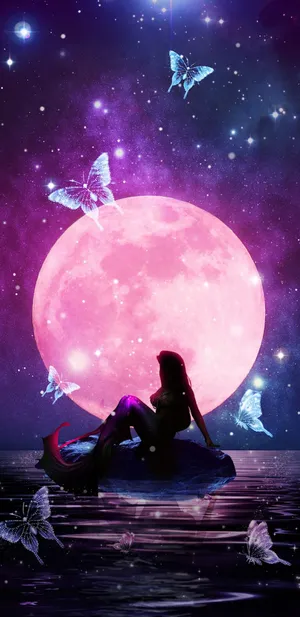 Pink Moon Mermaid Wallpaper