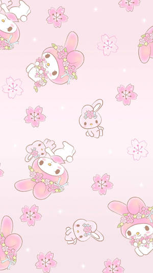 Pink My Melody Pattern Wallpaper