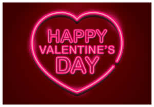 Pink Neon Cute Valentines Day Illustration Wallpaper