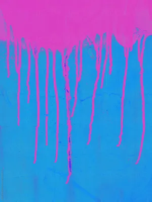 Pink Paint Drip Over Blue Wallpaper