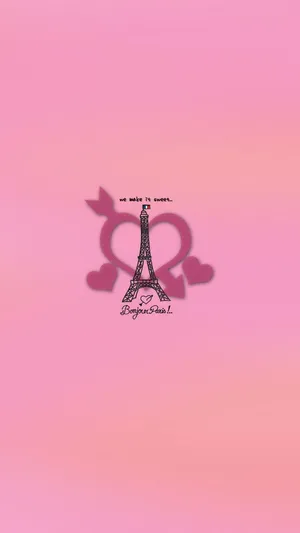 Pink Paris Graphic With Eiffel Tower Wallpaper